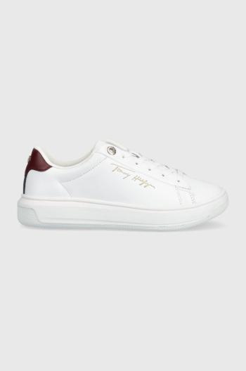 Kožené sneakers boty Tommy Hilfiger Signature Court Sneaker bílá barva