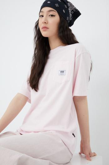 Bavlněné tričko Vans růžová barva