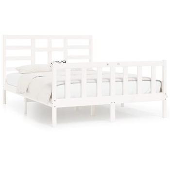Rám postele bílý masivní dřevo 150 × 200 cm King Size, 3107619 (3107619)