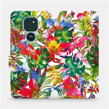 Flipové pouzdro na mobil Motorola Moto G9 Play - MG07S Pestrobarevné květy a listy (5903516382699)