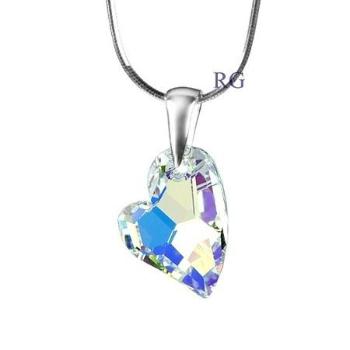 SILVEGO stříbrný přívěsek Devoted 2 U Heart Crystal AB se Swarovski Crystals LSW125P