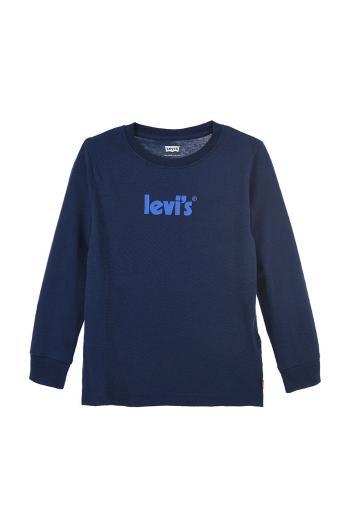 Dětská bavlněná košile s dlouhým rukávem Levi's tmavomodrá barva, s potiskem
