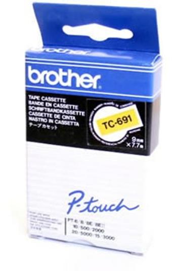 Brother TC-691, 9mm x 7,7m, černý tisk / žlutý podklad, originální páska