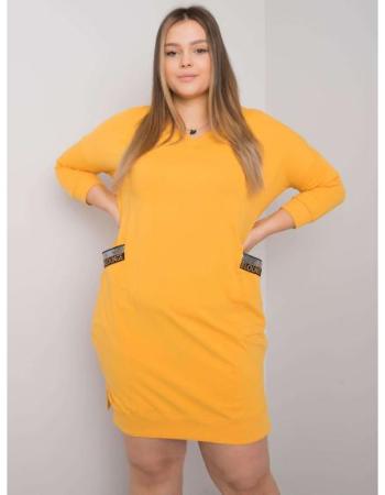 Dámské šaty s kapsami plus size SUSAN žluté 