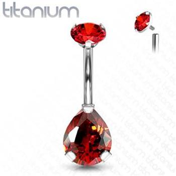 Šperky4U Piercing do pupíku kapka - TITAN - TIT1091-R