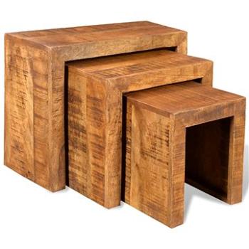 Sada 3 vintage stohovatelných stolků z mangovníkového dřeva (241130)