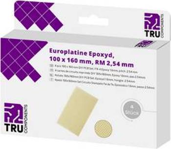 Eurodeska epoxid TRU COMPONENTS (d x š) 160 mm x 100 mm, tloušťka 35 µm, RM 2.54 mm, 4 ks