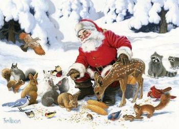 COBBLE HILL Rodinné puzzle Santa se zvířecími přáteli 350 dílků