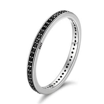 NUBIS® Stříbrný prsten s černými zirkony - velikost 57 - NB-5071-57