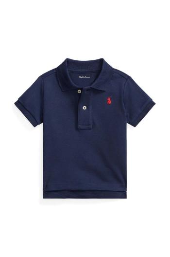 Dětská bavlněná polokošile Polo Ralph Lauren tmavomodrá barva, 320570127002