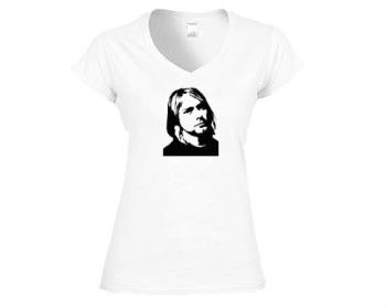 Dámské tričko V-výstřih Kurt Cobain