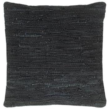 Polštář chindi černý 60 x 60 cm kůže a bavlna (134004)