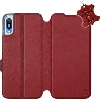 Flip pouzdro na mobil Huawei Y6 2019 - Tmavě červené - kožené -   Dark Red Leather (5903226885558)
