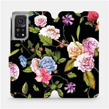 Flipové pouzdro na mobil Xiaomi MI 10T Pro - VD07S Růže a květy na černém pozadí (5903516465057)