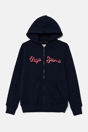 Dětská mikina Pepe Jeans NEW LAMONTY ZIP tmavomodrá barva, s kapucí, melanžová, PB581612