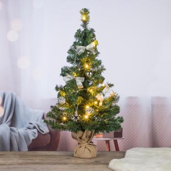 Umělý vánoční stromek, stříbrné ozdoby, 75 cm