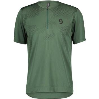 Scott TRAIL FLOW ZIP SS Pánské triko na kolo, tmavě zelená, velikost XL