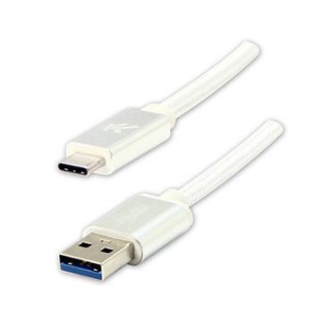 Logo USB kabel (3.2 gen 1), USB A samec - USB C samec, 2m, 5 Gb/s, 5V/3A, bílý, box, nylonové opletení, hliníkový kryt konektoru