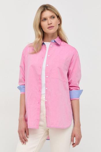 Bavlněné tričko MAX&Co. růžová barva, regular, s klasickým límcem
