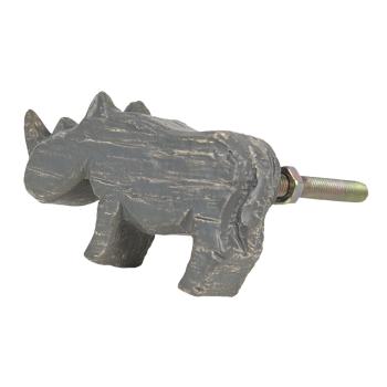 Šedá úchytka na nábytek v designu nosorožce - 7*7*3 cm 64681