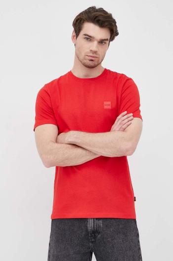 Bavlněné tričko Boss Boss Casual červená barva, s aplikací