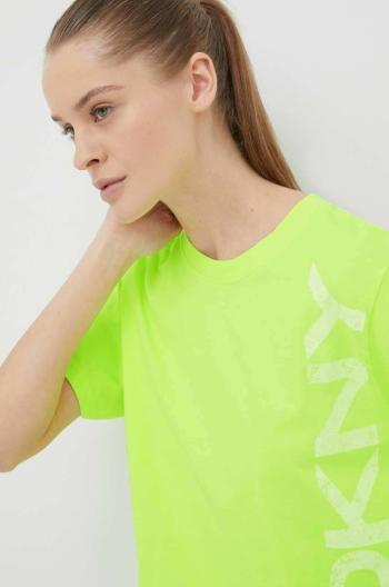 Bavlněné tričko Dkny zelená barva