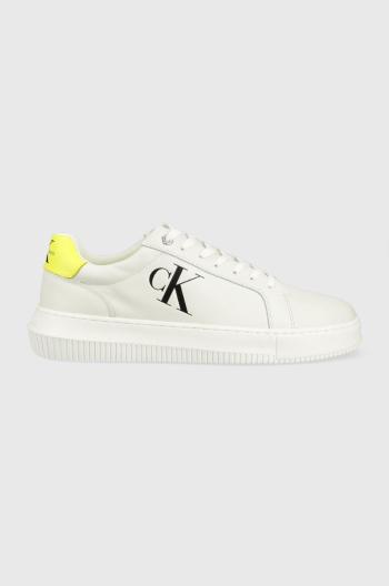 Kožené sneakers boty Calvin Klein Jeans Chunky Cupsole Laceup Low bílá barva