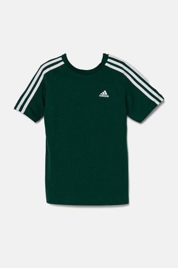 Dětské bavlněné tričko adidas U 3S TEE zelená barva, s aplikací, JF8744