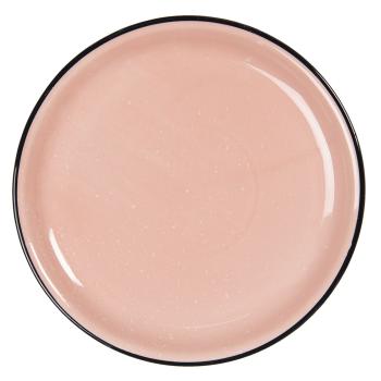 Růžový mělký keramický talíř s kaňkami Printemps – Ø 27*3 cm 6CEFP0052P