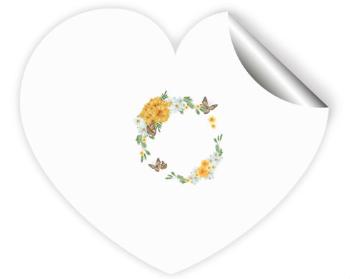 Samolepky srdce - 5 kusů Květinový rámeček s motýly