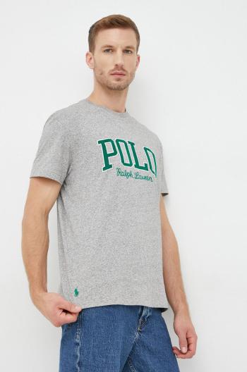 Bavlněné tričko Polo Ralph Lauren šedá barva, s aplikací