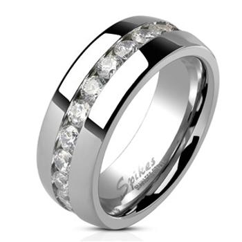 Spikes USA Ocelový prsten se zirkony, vel. 67 - velikost 67 - OPR1334-8-67