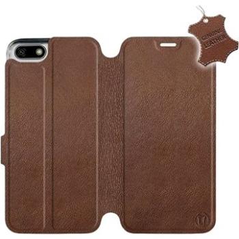 Flip pouzdro na mobil Honor 7S - Hnědé - kožené -  Brown Leather (5903226496570)