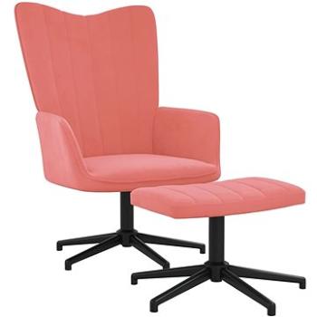 Relaxační křeslo se stoličkou růžové samet , 327714 (327714)