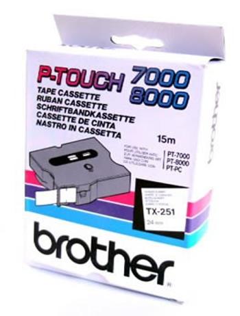 Brother TX-251, 24mm x 15m, černý tisk / bílý podklad, originální páska