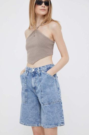 Džínové šortky Calvin Klein Jeans dámské, hladké, high waist