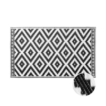 COLOUR CLASH Vnitřní a venkovní koberec ethno kosočtverce 150 x 90 cm - bílá/černá