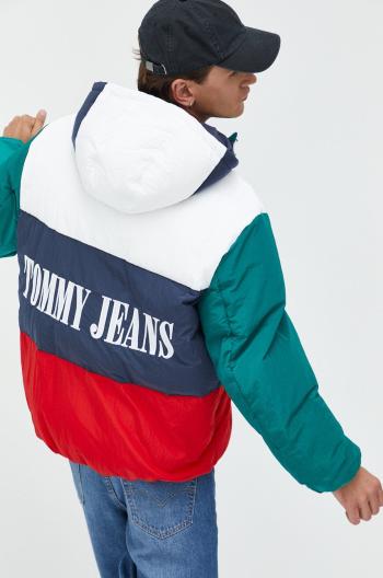 Bunda Tommy Jeans pánská, bílá barva, zimní, oversize