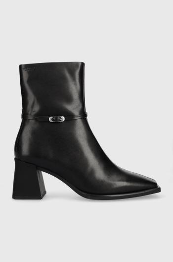 Kožené kotníkové boty Vagabond Hedda dámské, černá barva, na podpatku