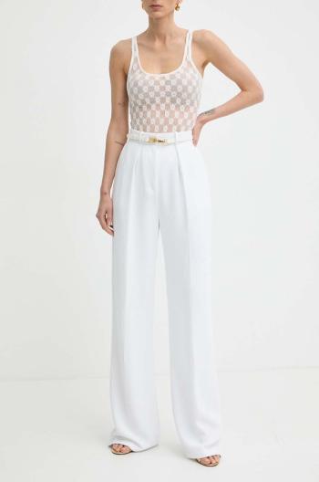 Kalhoty Elisabetta Franchi dámské, bílá barva, široké, high waist, PA04642E2