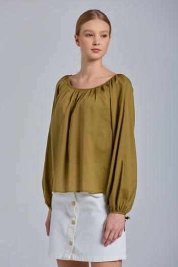 KOŠILE GANT D1. VOLUMINOUS SLEEVE BLOUSE zelená 40