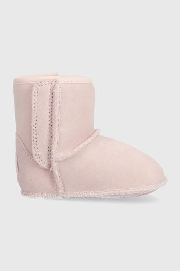 Dětské semišové sněhule UGG I BABY CLASSIC G růžová barva