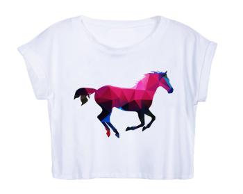 Dámské tričko Organic Crop Top Kůň z polygonů