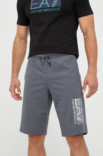 Bavlněné šortky EA7 Emporio Armani pánské, šedá barva