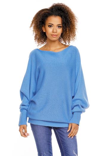 Světle modrý prodloužený pulovr 70003