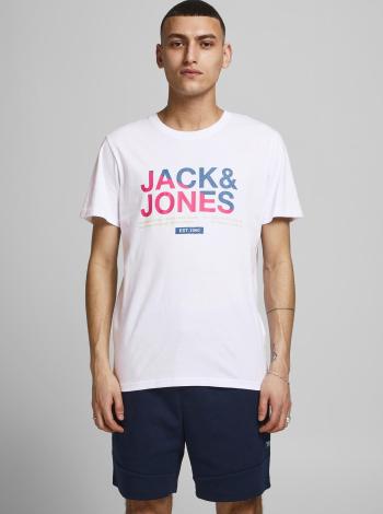 Bílé tričko s potiskem Jack & Jones Slices
