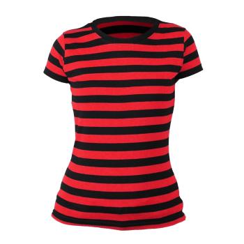 Mantis Dámské pruhované tričko - Černá / červená | L