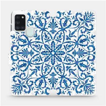 Flipové pouzdro na mobil Samsung Galaxy A21S - ME01P Modré květinové vzorce (5903516286829)