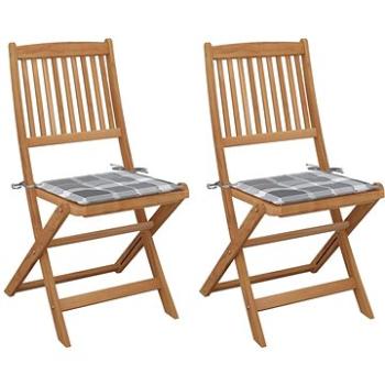 Skládací zahradní židle s poduškami 2 ks masivní akáciové dřevo, 3064658 (3064658)