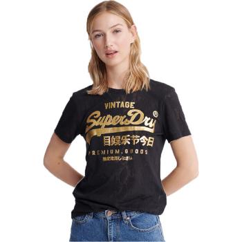 Superdry PG SNAKE BURNOUT ENTRY TEE Dámské tričko, černá, velikost XS